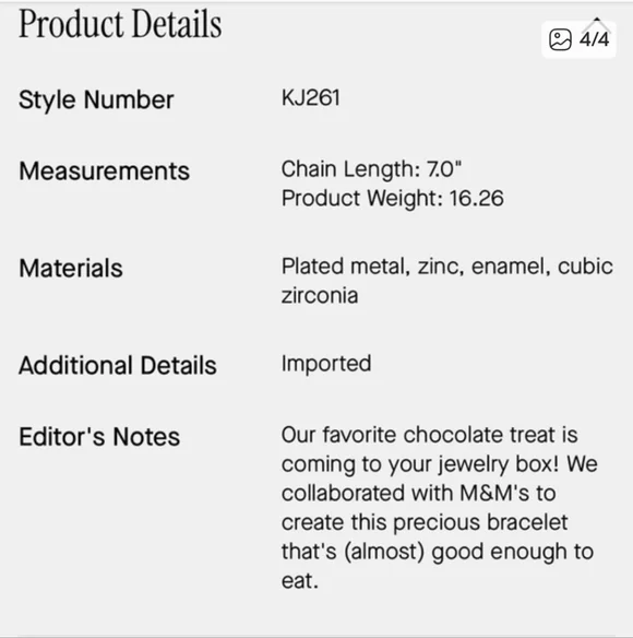 Kate Spade & M&M'S Gold Bracelet with Colorful Charms - Picture 11 of 16